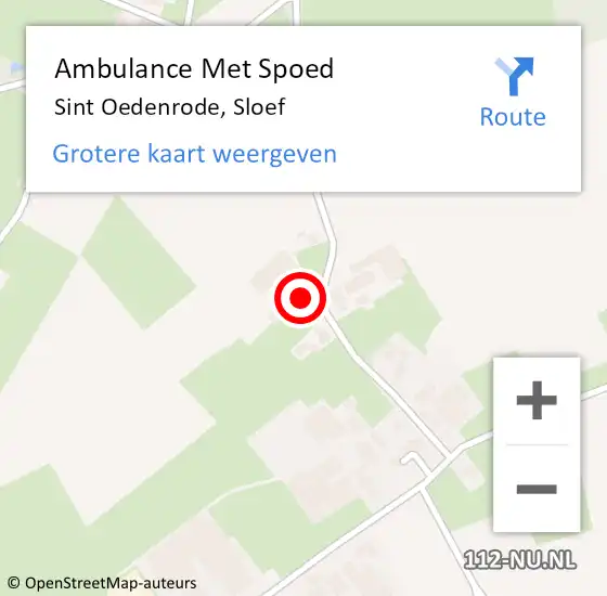 Locatie op kaart van de 112 melding: Ambulance Met Spoed Naar Sint Oedenrode, Sloef op 9 oktober 2015 09:48