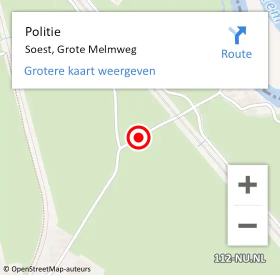 Locatie op kaart van de 112 melding: Politie Soest, Grote Melmweg op 9 oktober 2015 09:53