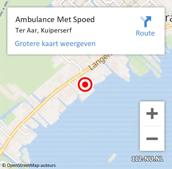 Locatie op kaart van de 112 melding: Ambulance Met Spoed Naar Ter Aar, Kuiperserf op 9 oktober 2015 10:11