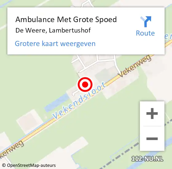Locatie op kaart van de 112 melding: Ambulance Met Grote Spoed Naar De Weere, Lambertushof op 9 oktober 2015 10:13