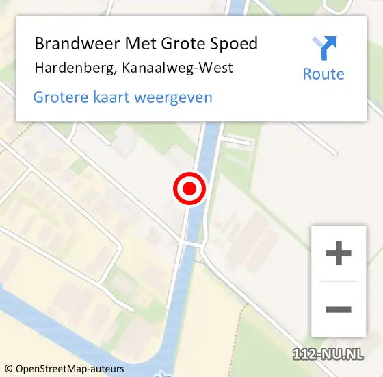 Locatie op kaart van de 112 melding: Brandweer Met Grote Spoed Naar Hardenberg, Kanaalweg-West op 9 oktober 2015 11:15