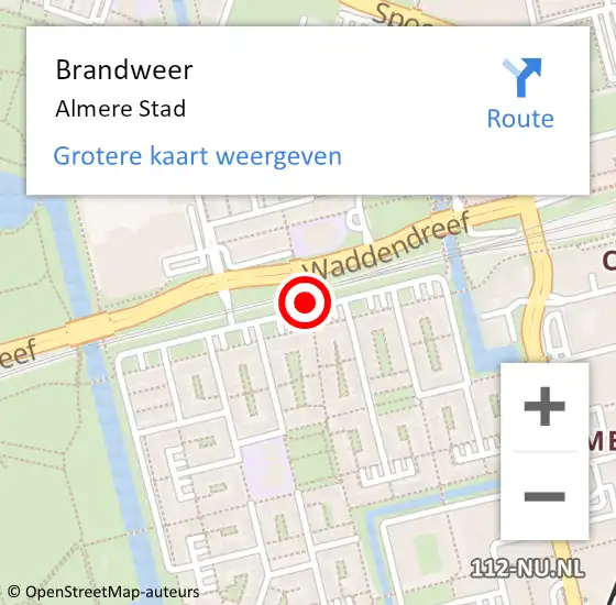 Locatie op kaart van de 112 melding: Brandweer Almere Stad op 9 oktober 2015 11:35