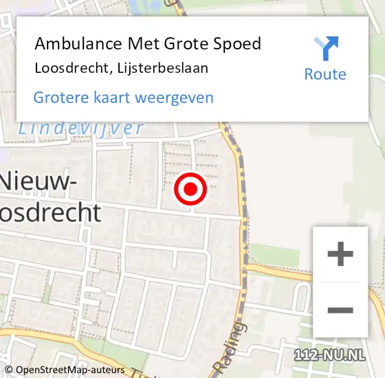 Locatie op kaart van de 112 melding: Ambulance Met Grote Spoed Naar Loosdrecht, Lijsterbeslaan op 23 november 2013 03:21