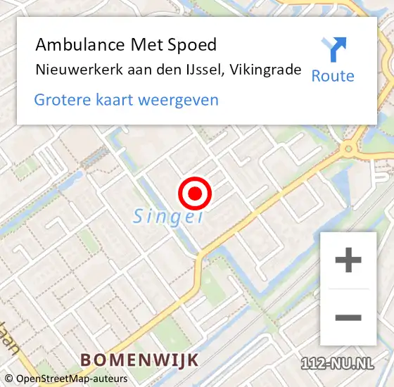 Locatie op kaart van de 112 melding: Ambulance Met Spoed Naar Nieuwerkerk aan den IJssel, Vikingrade op 9 oktober 2015 12:22