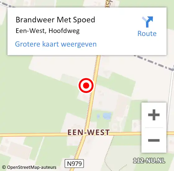 Locatie op kaart van de 112 melding: Brandweer Met Spoed Naar Een-West, Hoofdweg op 23 november 2013 03:29