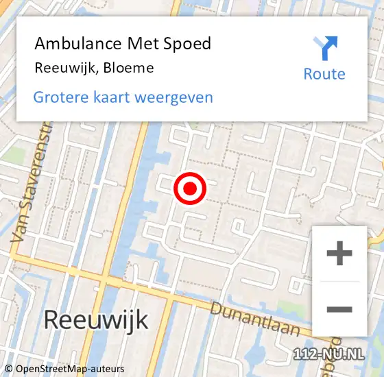 Locatie op kaart van de 112 melding: Ambulance Met Spoed Naar Reeuwijk, Bloeme op 9 oktober 2015 13:21