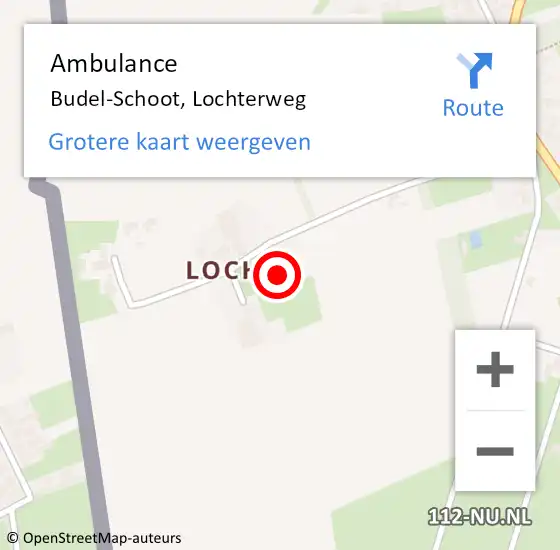 Locatie op kaart van de 112 melding: Ambulance Budel-Schoot, Lochterweg op 9 oktober 2015 14:16