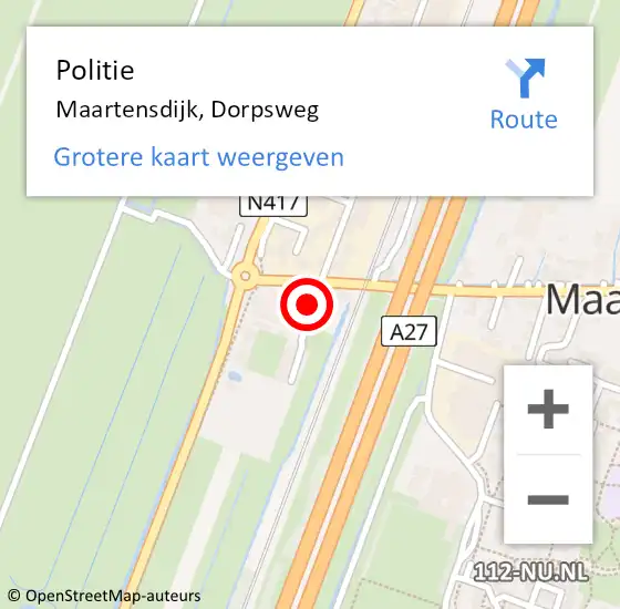Locatie op kaart van de 112 melding: Politie Maartensdijk, Dorpsweg op 9 oktober 2015 14:25
