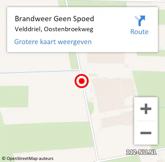 Locatie op kaart van de 112 melding: Brandweer Geen Spoed Naar Velddriel, Oostenbroekweg op 9 oktober 2015 15:37