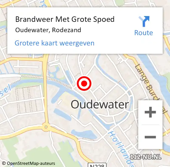 Locatie op kaart van de 112 melding: Brandweer Met Grote Spoed Naar Oudewater, Rodezand op 23 november 2013 04:21