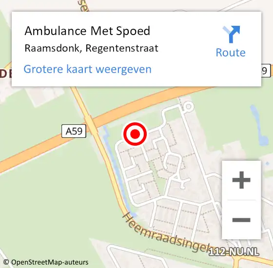 Locatie op kaart van de 112 melding: Ambulance Met Spoed Naar Raamsdonk, Regentenstraat op 9 oktober 2015 16:29