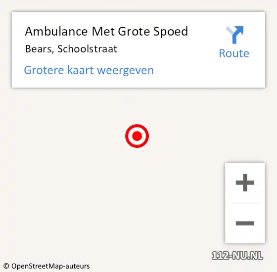 Locatie op kaart van de 112 melding: Ambulance Met Grote Spoed Naar Bears, Schoolstraat op 9 oktober 2015 16:35