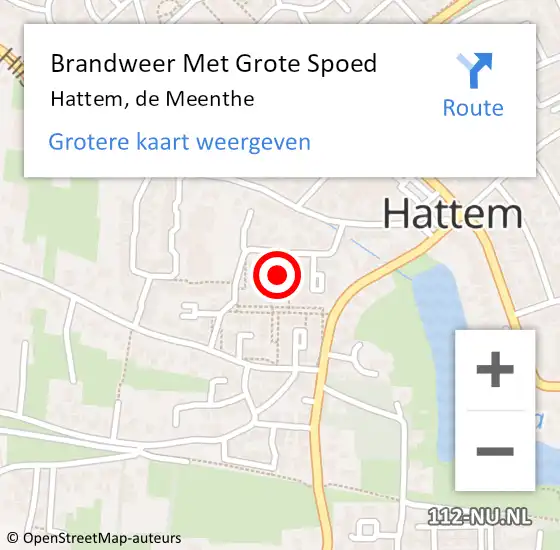 Locatie op kaart van de 112 melding: Brandweer Met Grote Spoed Naar Hattem, de Meenthe op 23 november 2013 04:27