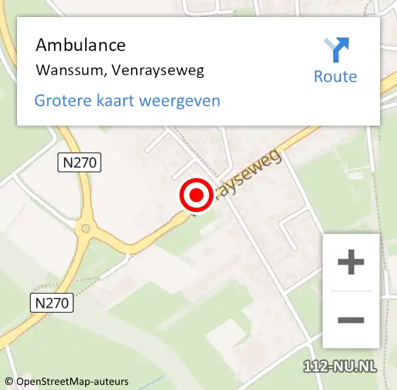 Locatie op kaart van de 112 melding: Ambulance Wanssum, Venrayseweg op 9 oktober 2015 17:12