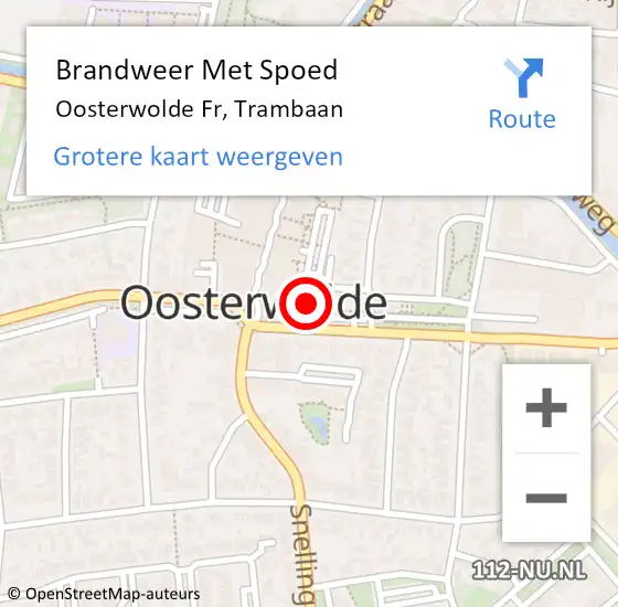 Locatie op kaart van de 112 melding: Brandweer Met Spoed Naar Oosterwolde Fr, Trambaan op 9 oktober 2015 17:30