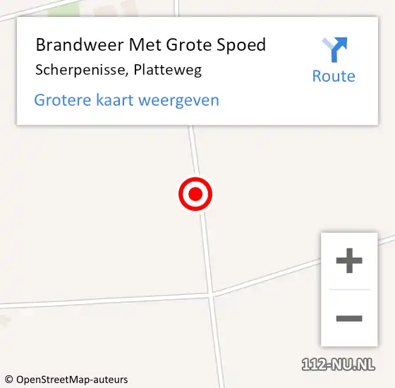 Locatie op kaart van de 112 melding: Brandweer Met Grote Spoed Naar Scherpenisse, Platteweg op 9 oktober 2015 17:56