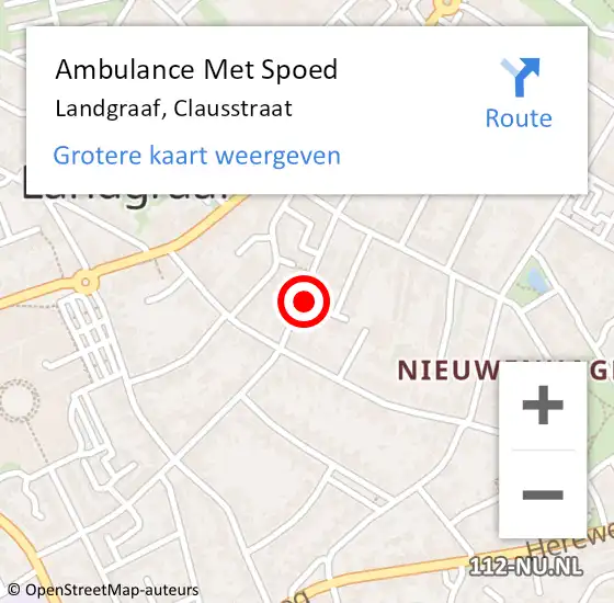 Locatie op kaart van de 112 melding: Ambulance Met Spoed Naar Landgraaf, Clausstraat op 23 november 2013 04:53