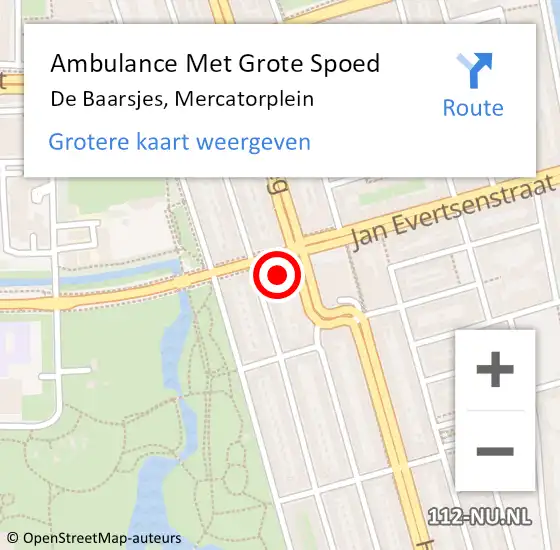 Locatie op kaart van de 112 melding: Ambulance Met Grote Spoed Naar Amsterdam, Mercatorplein op 9 oktober 2015 18:56