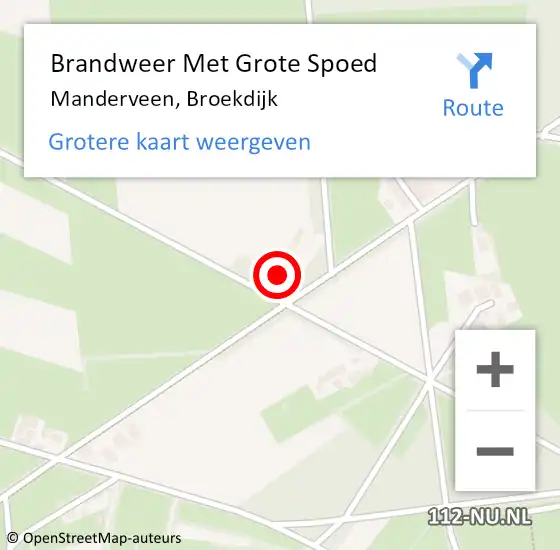 Locatie op kaart van de 112 melding: Brandweer Met Grote Spoed Naar Manderveen, Broekdijk op 9 oktober 2015 19:10