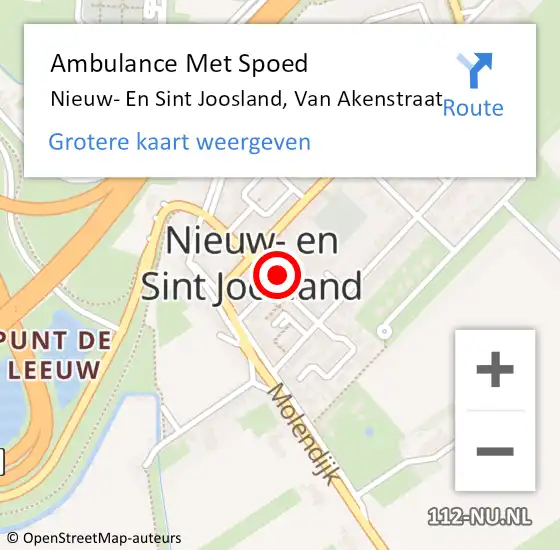 Locatie op kaart van de 112 melding: Ambulance Met Spoed Naar Nieuw- En Sint Joosland, Van Akenstraat op 9 oktober 2015 19:29