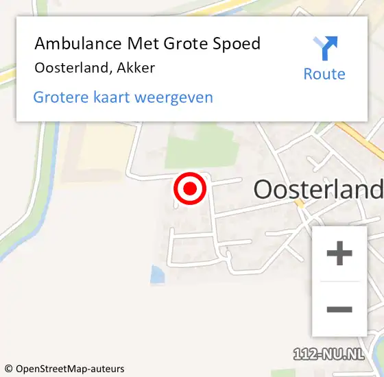 Locatie op kaart van de 112 melding: Ambulance Met Grote Spoed Naar Oosterland, Akker op 9 oktober 2015 19:47