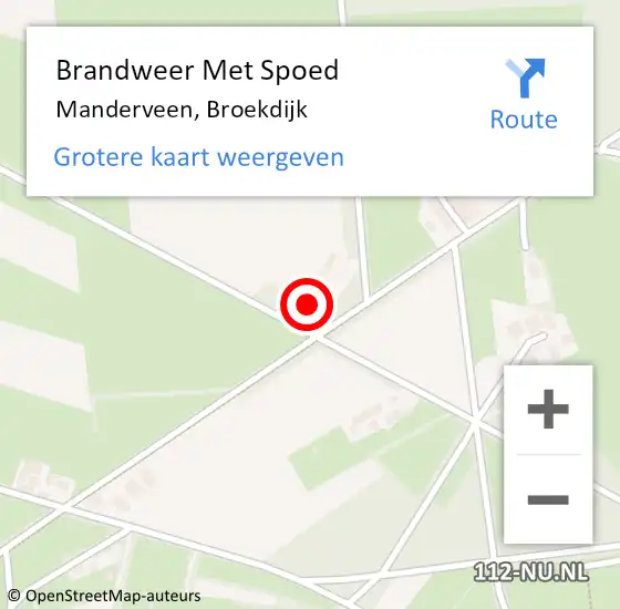 Locatie op kaart van de 112 melding: Brandweer Met Spoed Naar Manderveen, Broekdijk op 9 oktober 2015 19:50