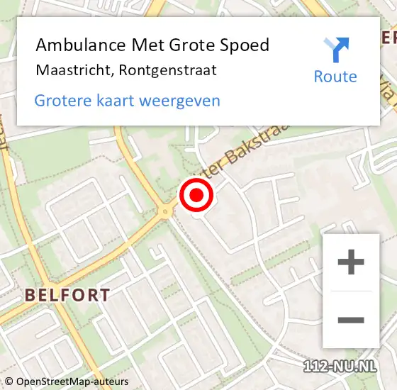 Locatie op kaart van de 112 melding: Ambulance Met Grote Spoed Naar Maastricht, Rontgenstraat op 23 november 2013 06:55