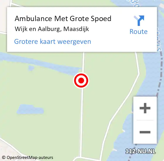 Locatie op kaart van de 112 melding: Ambulance Met Grote Spoed Naar Wijk en Aalburg, Maasdijk op 10 oktober 2015 02:45