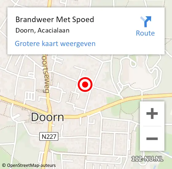 Locatie op kaart van de 112 melding: Brandweer Met Spoed Naar Doorn, Acacialaan op 10 oktober 2015 03:47