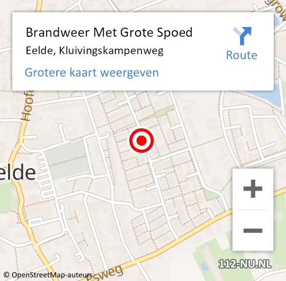 Locatie op kaart van de 112 melding: Brandweer Met Grote Spoed Naar Eelde, Kluivingskampenweg op 10 oktober 2015 06:58