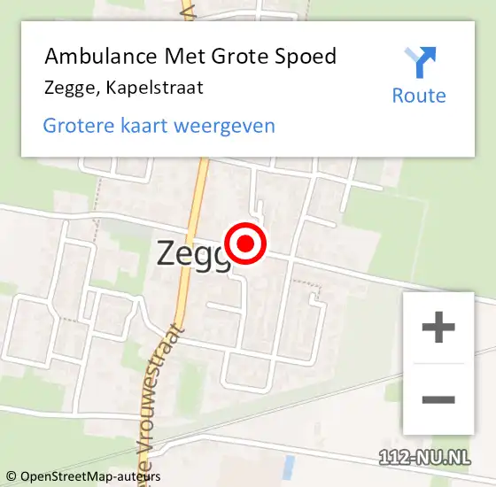 Locatie op kaart van de 112 melding: Ambulance Met Grote Spoed Naar Zegge, Kapelstraat op 10 oktober 2015 10:07