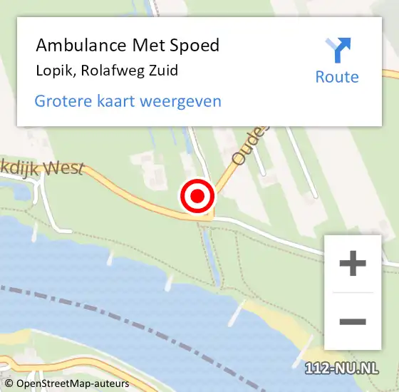 Locatie op kaart van de 112 melding: Ambulance Met Spoed Naar Lopik, Rolafweg Zuid op 10 oktober 2015 10:34