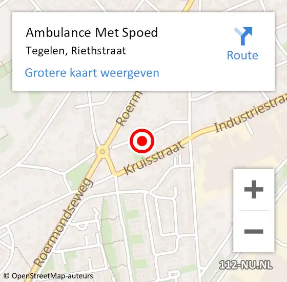 Locatie op kaart van de 112 melding: Ambulance Met Spoed Naar Tegelen, Riethstraat op 23 november 2013 07:54