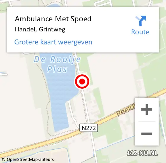 Locatie op kaart van de 112 melding: Ambulance Met Spoed Naar Handel, Grintweg op 10 oktober 2015 11:36