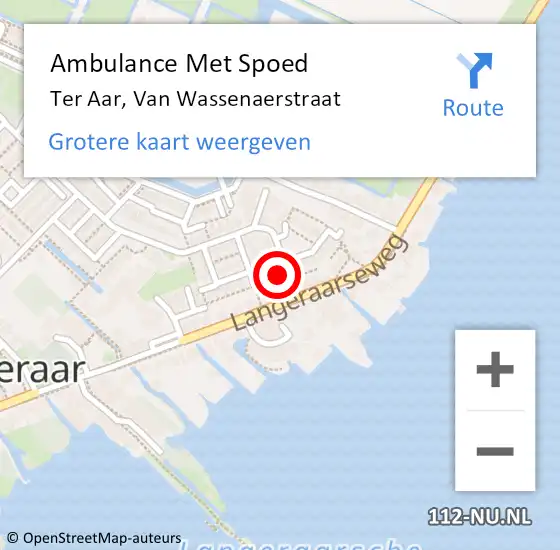 Locatie op kaart van de 112 melding: Ambulance Met Spoed Naar Ter Aar, Van Wassenaerstraat op 10 oktober 2015 11:54