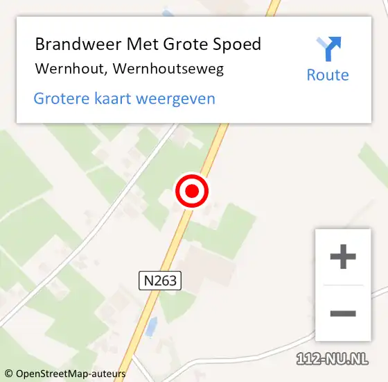 Locatie op kaart van de 112 melding: Brandweer Met Grote Spoed Naar Wernhout, Wernhoutseweg op 10 oktober 2015 12:00