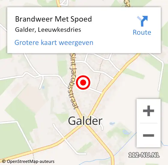 Locatie op kaart van de 112 melding: Brandweer Met Spoed Naar Galder, Leeuwkesdries op 10 oktober 2015 12:03