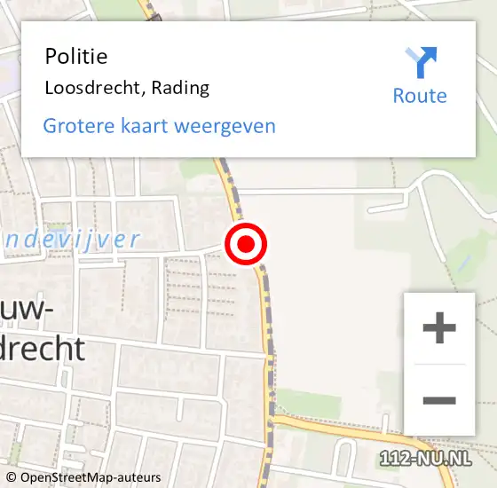 Locatie op kaart van de 112 melding: Politie Loosdrecht, Rading op 10 oktober 2015 12:14