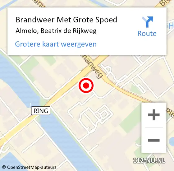 Locatie op kaart van de 112 melding: Brandweer Met Grote Spoed Naar Almelo, Beatrix de Rijkweg op 10 oktober 2015 12:19