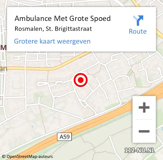 Locatie op kaart van de 112 melding: Ambulance Met Grote Spoed Naar Rosmalen, St. Brigittastraat op 10 oktober 2015 12:53