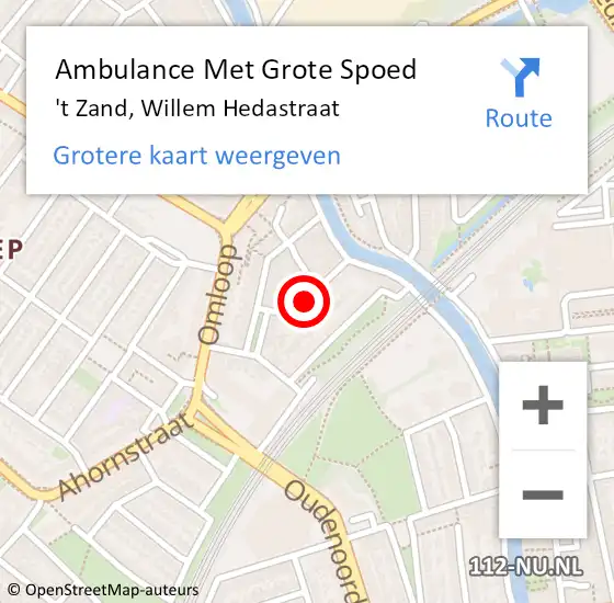 Locatie op kaart van de 112 melding: Ambulance Met Grote Spoed Naar 't Zand, Willem Hedastraat op 10 oktober 2015 13:07