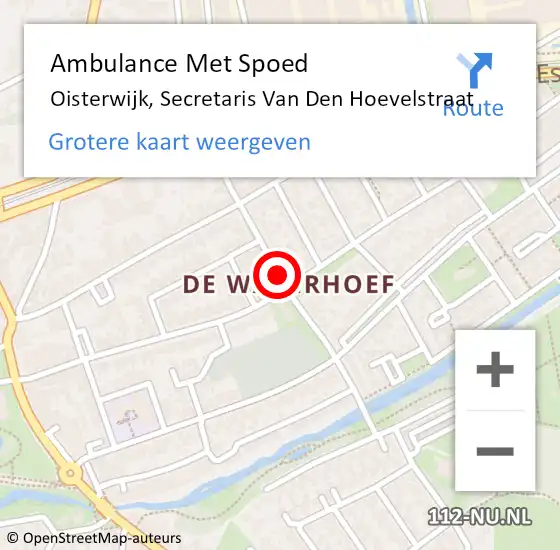 Locatie op kaart van de 112 melding: Ambulance Met Spoed Naar Oisterwijk, Secretaris Van Den Hoevelstraat op 10 oktober 2015 13:31
