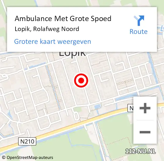 Locatie op kaart van de 112 melding: Ambulance Met Grote Spoed Naar Lopik, Rolafweg Noord op 10 oktober 2015 13:31