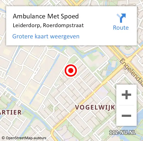 Locatie op kaart van de 112 melding: Ambulance Met Spoed Naar Leiderdorp, Roerdompstraat op 10 oktober 2015 13:41