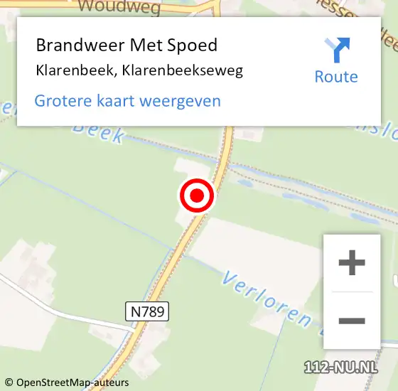Locatie op kaart van de 112 melding: Brandweer Met Spoed Naar Klarenbeek, Klarenbeekseweg op 10 oktober 2015 13:50