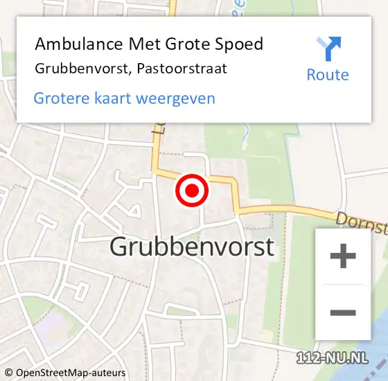 Locatie op kaart van de 112 melding: Ambulance Met Grote Spoed Naar Grubbenvorst, Pastoorstraat op 23 november 2013 08:43