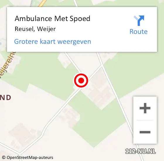 Locatie op kaart van de 112 melding: Ambulance Met Spoed Naar Reusel, Weijer op 10 oktober 2015 15:33