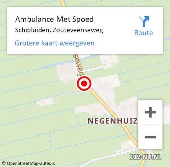 Locatie op kaart van de 112 melding: Ambulance Met Spoed Naar Schipluiden, Zouteveenseweg op 10 oktober 2015 15:41