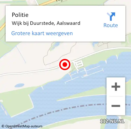 Locatie op kaart van de 112 melding: Politie Wijk bij Duurstede, Aalswaard op 10 oktober 2015 15:43