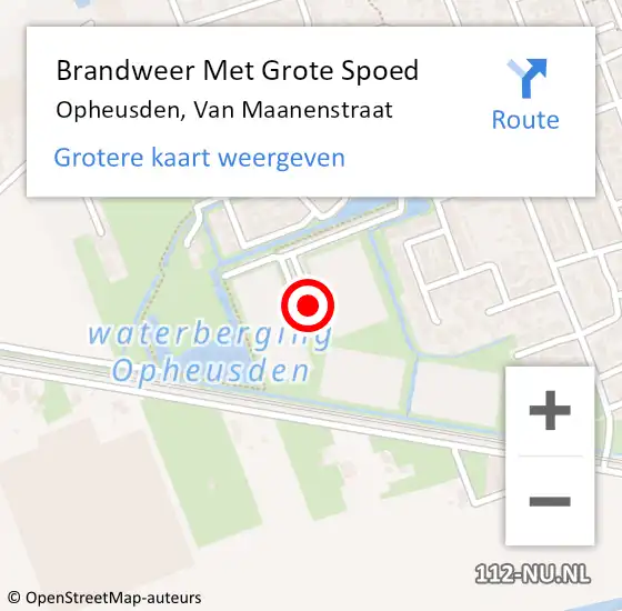 Locatie op kaart van de 112 melding: Brandweer Met Grote Spoed Naar Opheusden, Van Maanenstraat op 10 oktober 2015 16:36